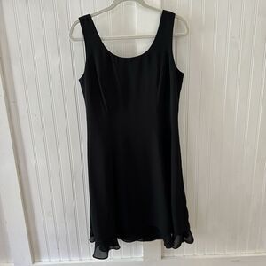 ⬇️ $ DROP Virgo Brand  Size 10 Whimsy Goth LBD Midi Scoop Neck Tiered Sheer